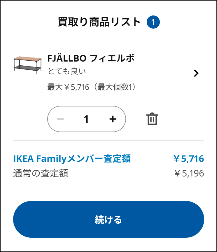 イケア家具買取サービスの見積り査定額「とても良い」