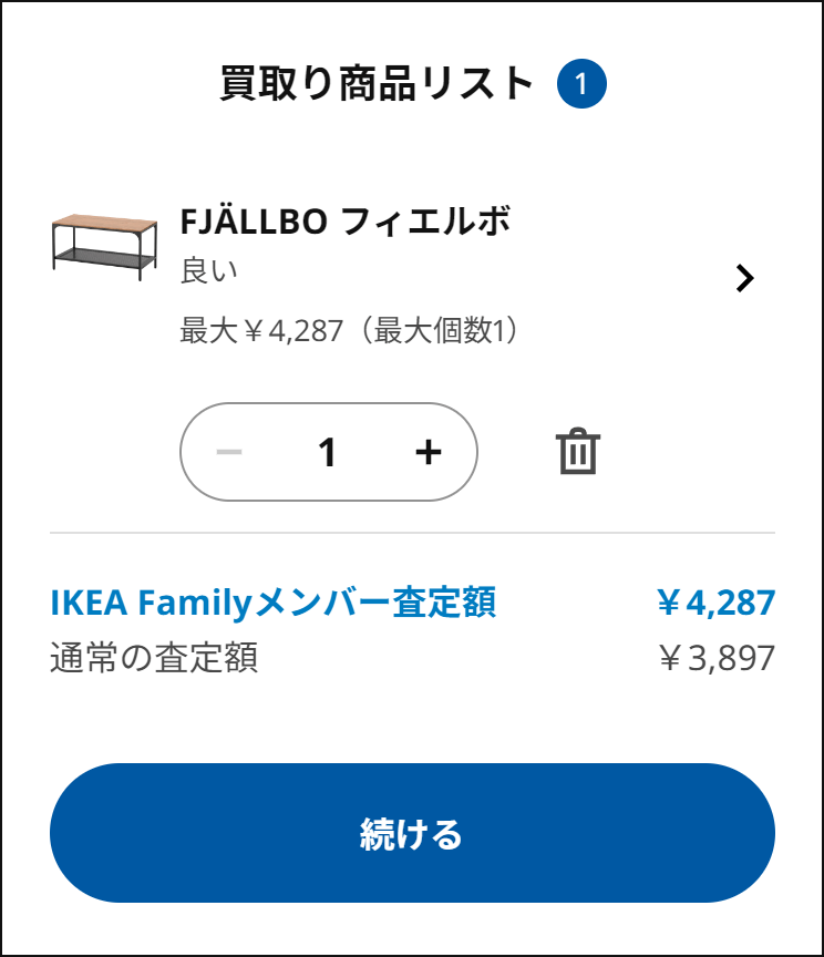 イケア家具買取サービスの見積り査定額「良い」