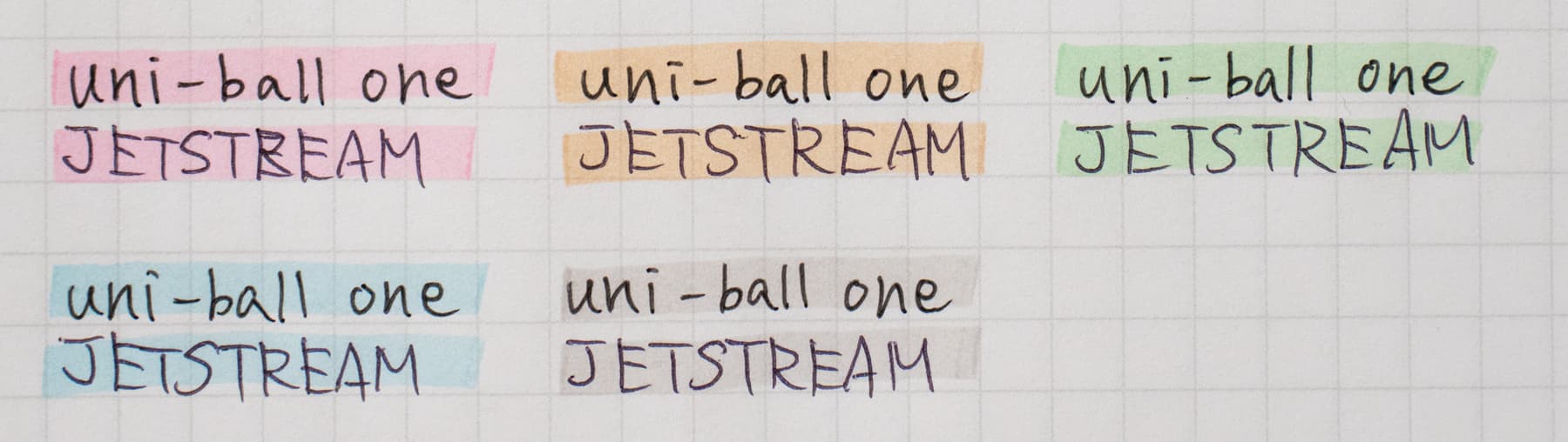 uni-ball one と JETSTREAM とキレーナのにじみテスト【色見本】