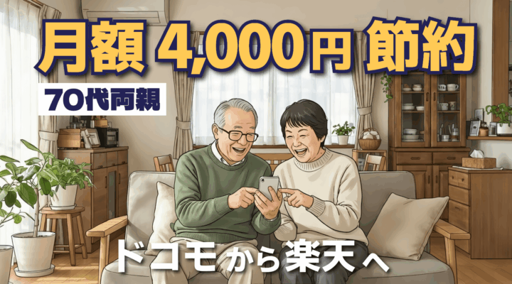 70代の親のスマホ料金を見直して月5,000円から900円になった|ドコモから楽天モバイルへ